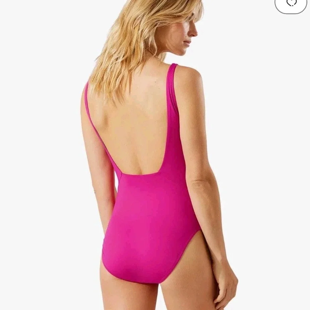 Tommy Bahama 93B NWT Palm Modern Square Neck One Piece Swimsuit Magenta Jewel 14